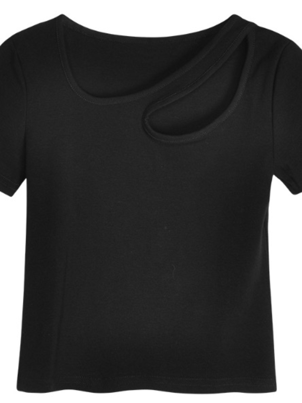 Women’s Black Short Sleeve Cutout Neck Tee